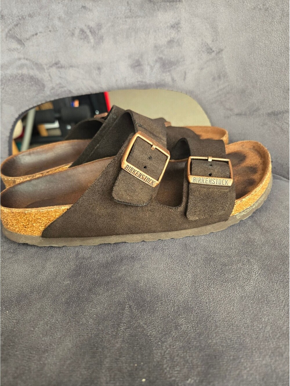 Birkenstock Arizona Soft Footbed Suede Leather Sandals Mocca Brown Size 38